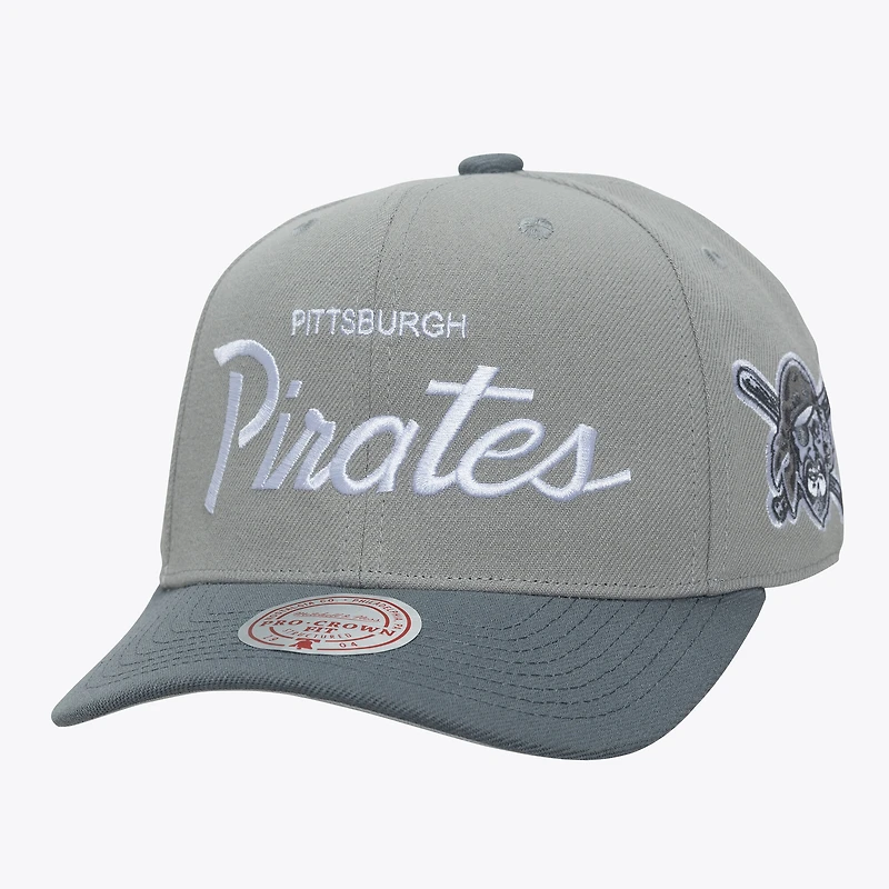 Men's Mitchell & Ness  Gray Pittsburgh Pirates Thunderstorm Head Coach Pro-Crown Adjustable Hat