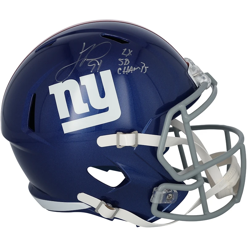 Justin Tuck New York Giants Autographed Riddell Speed Replica Helmet with "2x SB Champs" Inscription