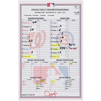 Washington Nationals Game-Used Lineup Card vs. Chicago Cubs on June 4, 2025