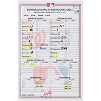 Washington Nationals Game-Used Lineup Card vs. San Francisco Giants on May 25, 2025