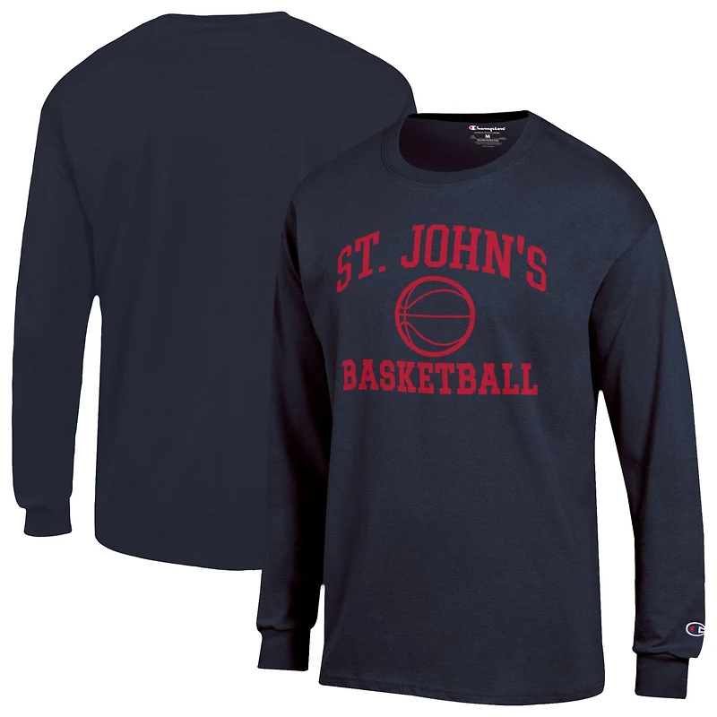 Men's Champion Navy St. John's Red Storm Jersey Long Sleeve T-Shirt