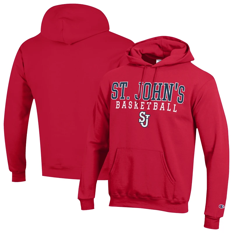 Men's Champion Red St. John's Storm Eco Powerblend Pullover Hoodie