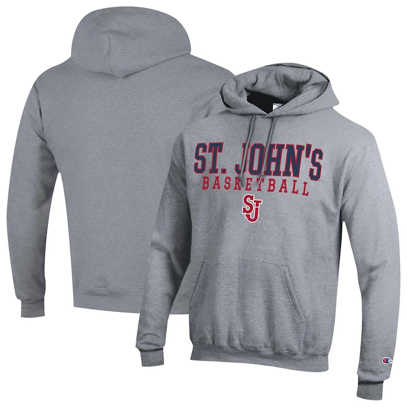 Men's Champion Gray St. John's Red Storm Eco Powerblend Pullover Hoodie