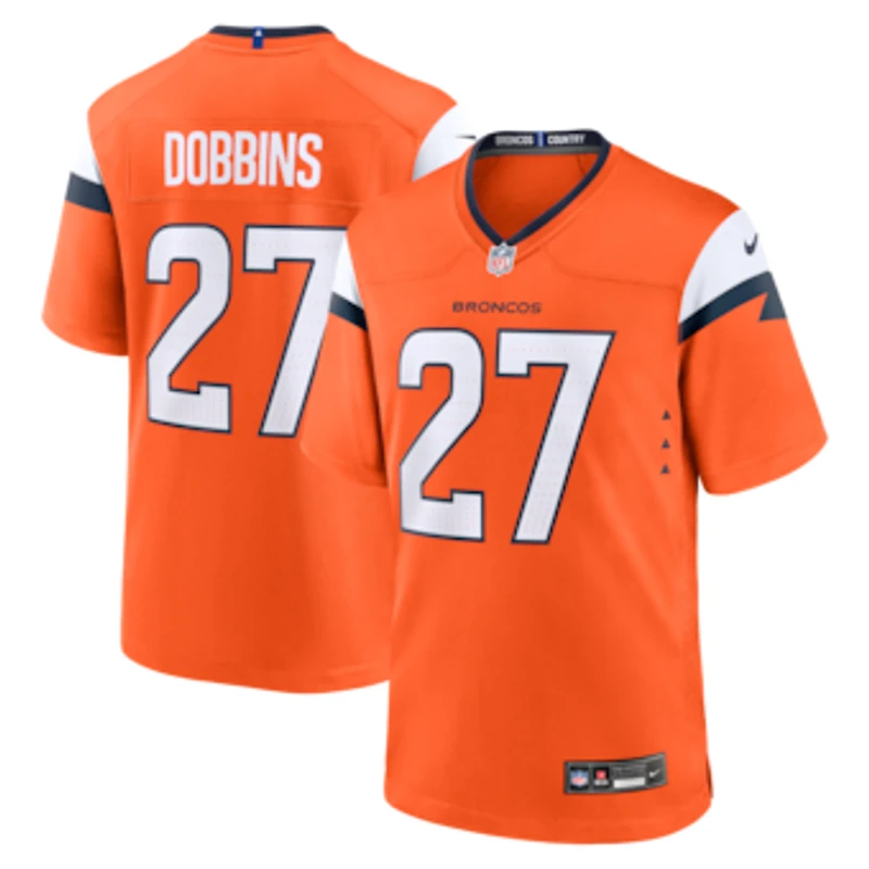 Men's Nike J.K. Dobbins  Orange Denver Broncos Team Game Jersey