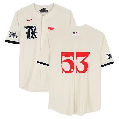 Adolis García Texas Rangers Autographed Cream Nike City Connect Replica Jersey