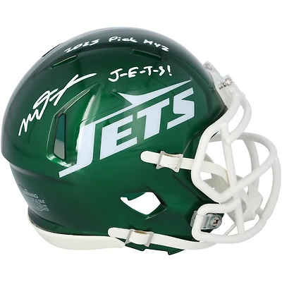 Mason Taylor New York Jets Autographed Riddell Speed Mini Helmet with "2025 Pick #42" & "J-E-T-S!" Inscriptions