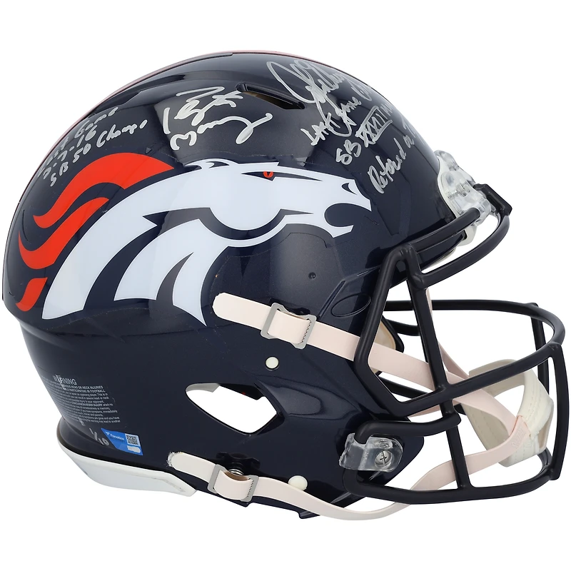 John Elway & Peyton Manning Denver Broncos Autographed Riddell Speed Authentic Helmet with Multiple Inscriptions