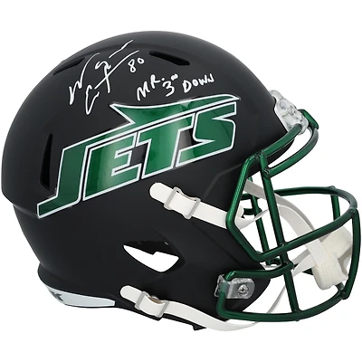 Wayne Chrebet New York Jets Autographed Riddell Black Alternate Speed Replica Helmet with "Mr. Third Down" Inscription