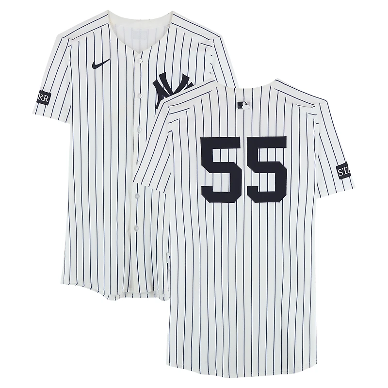 Carlos Rodón New York Yankees Game-Used #55 White Pinstripe Nike Jersey vs. Boston Red Sox on June 8, 2025