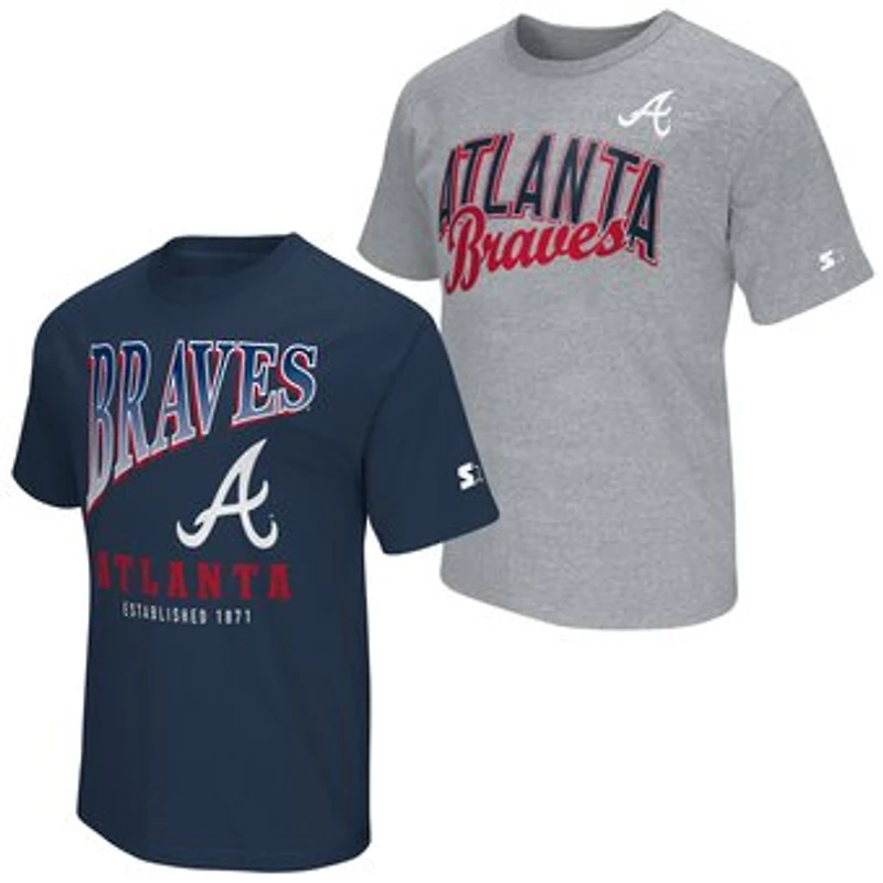 Men's Starter Navy/Heather Gray Atlanta Braves Two-Pack T-Shirt Set