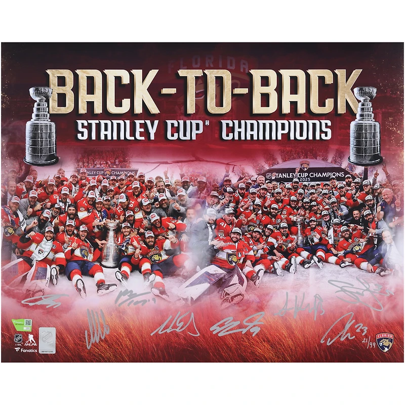 Florida Panthers Autographed 16" x 20" Back-To-Back Stanley Cup Champions Stylized Photograph with Multiple Signatures - Limited Edition of 99