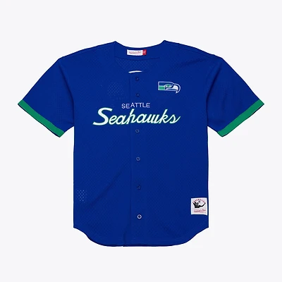 Men's Mitchell & Ness  Royal Seattle Seahawks Head Coach Mesh Full-Button Fashion Jersey