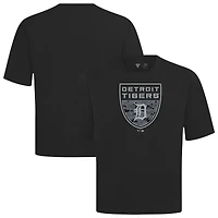 Men's Levelwear  Black Detroit Tigers Oversized Luxe Signature Knit Buckler T-Shirt