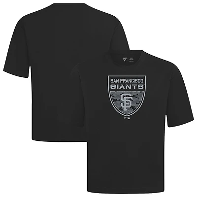 Men's Levelwear  Black San Francisco Giants Oversized Luxe Signature Knit Buckler T-Shirt