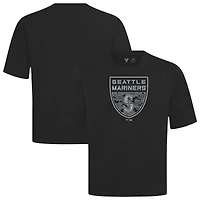 Men's Levelwear  Black Seattle Mariners Oversized Luxe Signature Knit Buckler T-Shirt