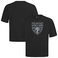 Men's Levelwear  Black Philadelphia Phillies Oversized Luxe Signature Knit Buckler T-Shirt