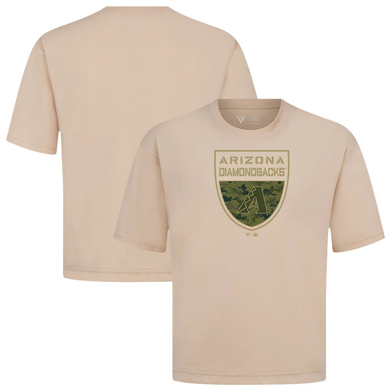 Men's Levelwear  Khaki Arizona Diamondbacks Oversized Luxe Signature Knit Buckler T-Shirt