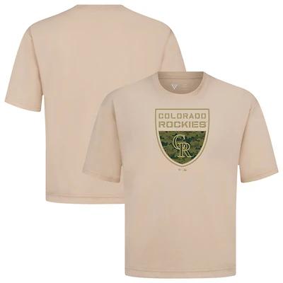 Men's Levelwear  Khaki Colorado Rockies Oversized Luxe Signature Knit Buckler T-Shirt