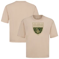 Men's Levelwear  Khaki Los Angeles Dodgers Oversized Luxe Signature Knit Buckler T-Shirt