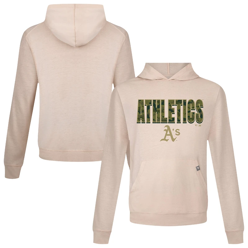 Men's Levelwear  Khaki Oakland Athletics Relay Protect Pullover Hoodie