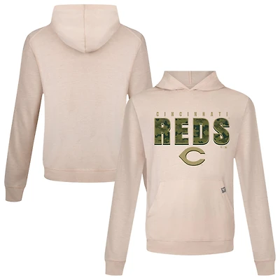Men's Levelwear  Khaki Cincinnati Reds Relay Protect Pullover Hoodie