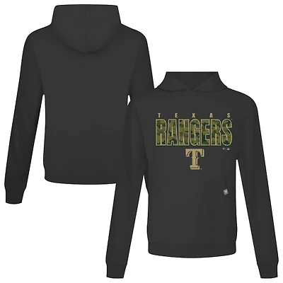 Men's Levelwear  Black Texas Rangers Relay Protect Pullover Hoodie