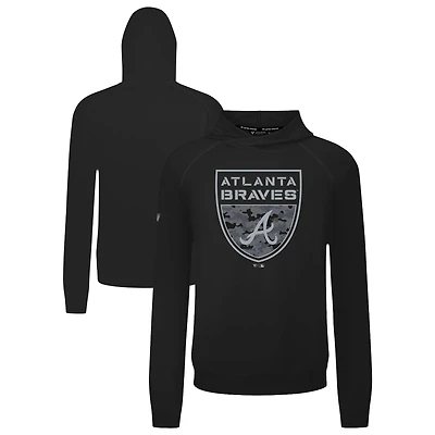Men's Levelwear  Black Atlanta Braves Mandate Buckler Tri-Blend Pullover Hoodie