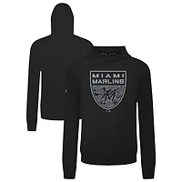 Men's Levelwear  Black Miami Marlins Mandate Buckler Tri-Blend Pullover Hoodie