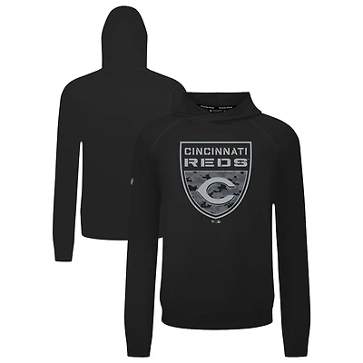 Men's Levelwear  Black Cincinnati Reds Mandate Buckler Tri-Blend Pullover Hoodie