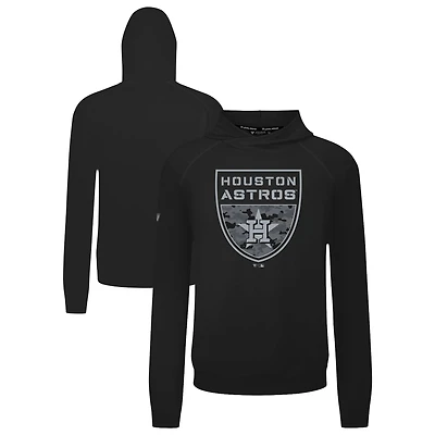 Men's Levelwear  Black Houston Astros Mandate Buckler Tri-Blend Pullover Hoodie