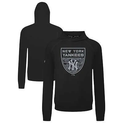 Men's Levelwear  Black New York Yankees Mandate Buckler Tri-Blend Pullover Hoodie
