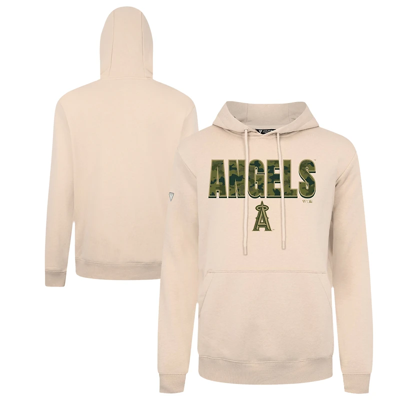 Men's Levelwear  Khaki Los Angeles Angels Podium Protect Pullover Hoodie