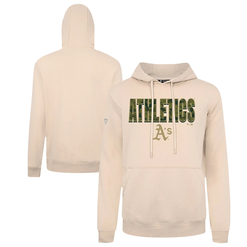 Men's Levelwear  Khaki Oakland Athletics Podium Protect Pullover Hoodie