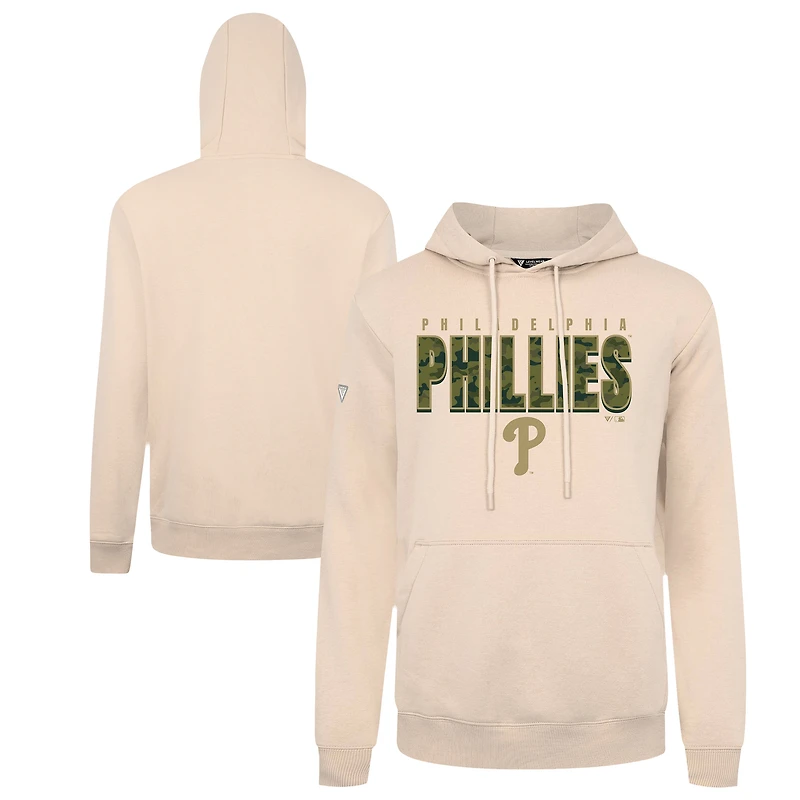 Men's Levelwear  Khaki Philadelphia Phillies Podium Protect Pullover Hoodie