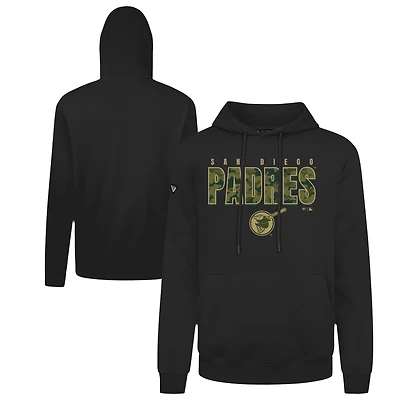 Men's Levelwear  Black San Diego Padres Podium Protect Pullover Hoodie