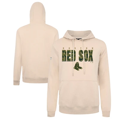 Men's Levelwear  Khaki Boston Red Sox Podium Protect Pullover Hoodie