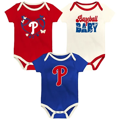 Infant Outerstuff  Philadelphia Phillies Home Team 3-Pack Bodysuit Set