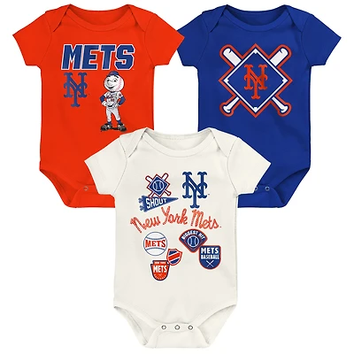 Newborn Outerstuff New York Mets Home Plate 3-Piece Creeper Set