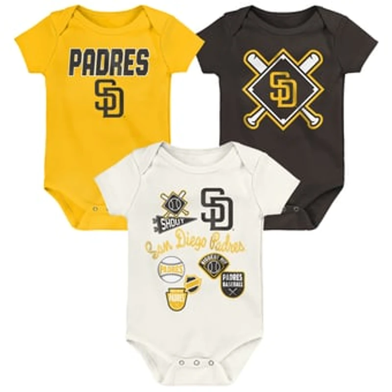 Newborn Outerstuff San Diego Padres Home Plate 3-Piece Creeper Set