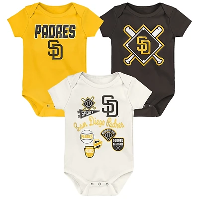 Newborn Outerstuff San Diego Padres Home Plate 3-Piece Creeper Set