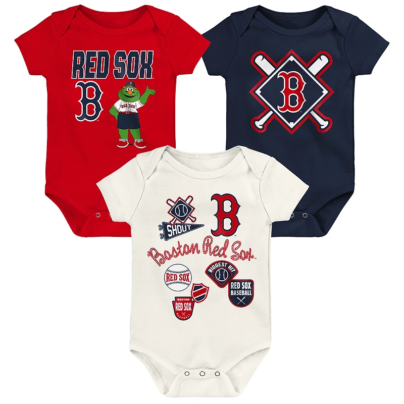 Newborn Outerstuff Boston Red Sox Home Plate 3-Piece Creeper Set