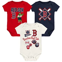 Newborn Outerstuff Boston Red Sox Home Plate 3-Piece Creeper Set