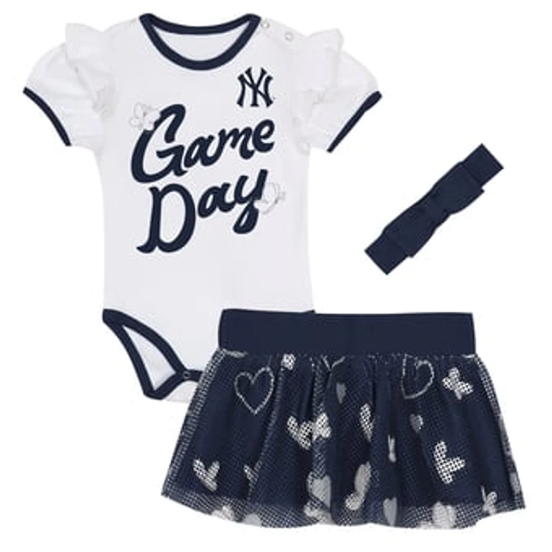 Girls Infant Outerstuff New York Yankees Bodysuit, Headband & Skirt Set