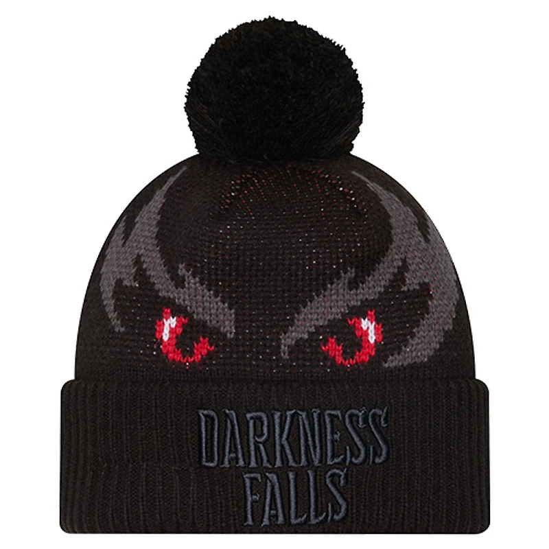 Men's New Era Black Baltimore Ravens Darkness Falls Cuffed Knit Hat with Pom