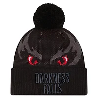 Men's New Era  Black Baltimore Ravens Darkness Falls Cuffed Knit Hat with Pom