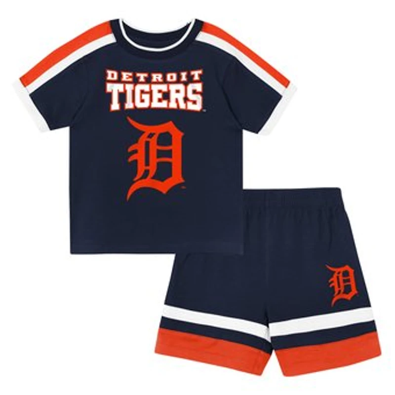 Toddler Outerstuff Navy Detroit Tigers Ground Ball T-Shirt & Shorts Set