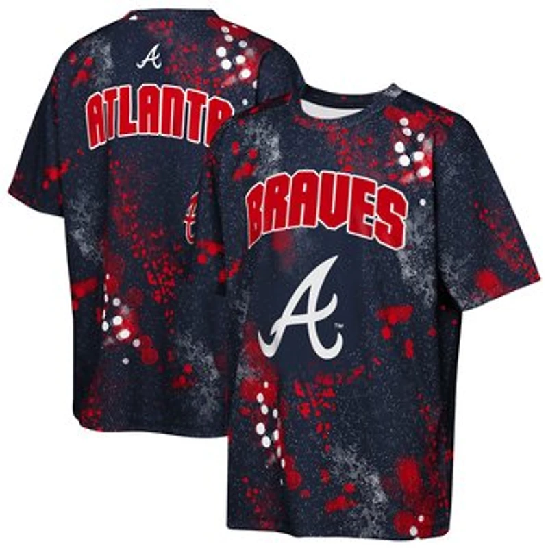 Youth Outerstuff Navy Atlanta Braves Y2 Tech Stadium Lights T-Shirt