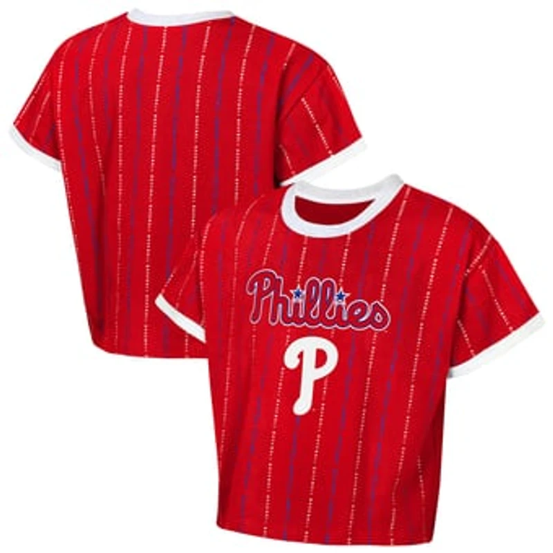 Girls Youth Outerstuff  Red Philadelphia Phillies Tech Keeper Fashion T-Shirt