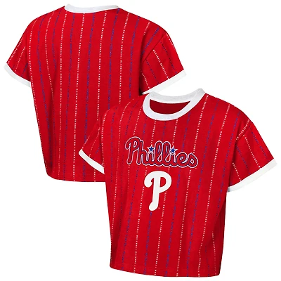 Girls Youth Outerstuff  Red Philadelphia Phillies Tech Keeper Fashion T-Shirt