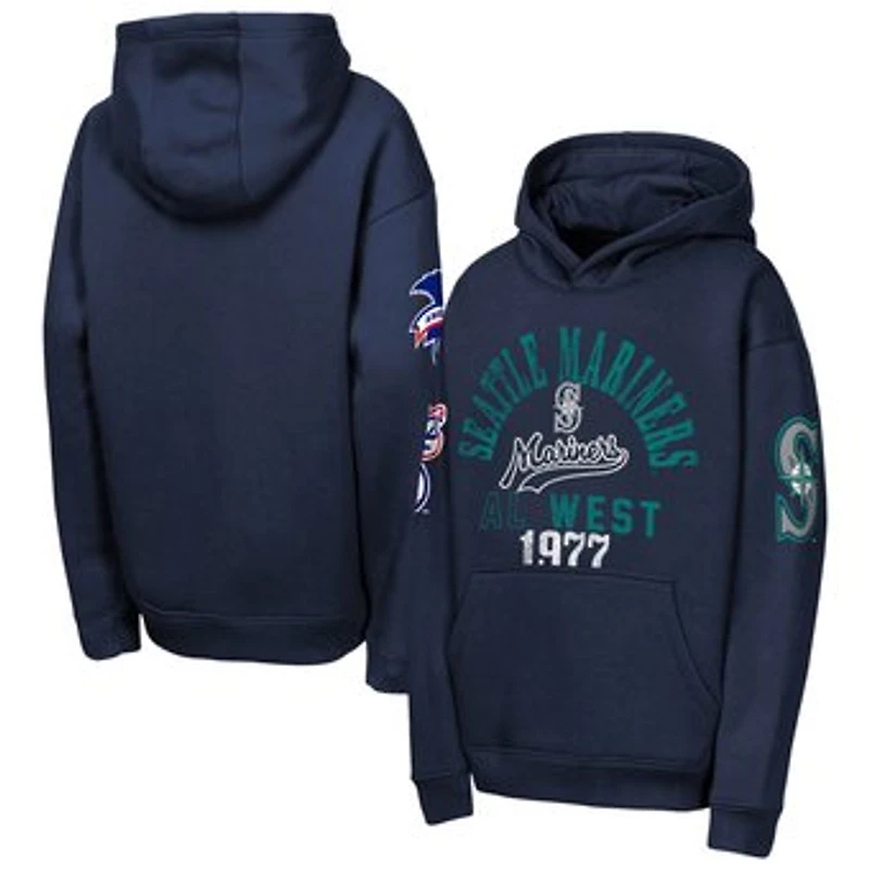 Youth Outerstuff  Navy Seattle Mariners Premium Sweep Fleece Hoodie
